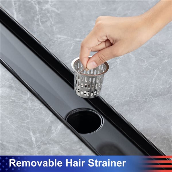 RAINLEX 36-in W Linear Grid Stainless Steel Shower Drain w/ Parallel Slots - Matte Black