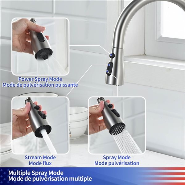 RAINLEX Pull-Down Single Handle Kitchen Faucet - Brushed Nickel