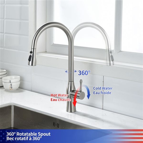RAINLEX Pull-Down Single Handle Kitchen Faucet - Brushed Nickel