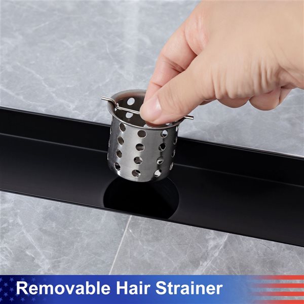 RAINLEX 12-in W Linear Grid Stainless Steel Shower Drain w/ Multiple Slots - Matte Black