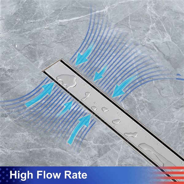RAINLEX 32-in W Linear Grid Stainless Steel Shower Drain w/ Parallel Slots - Brushed Nickel