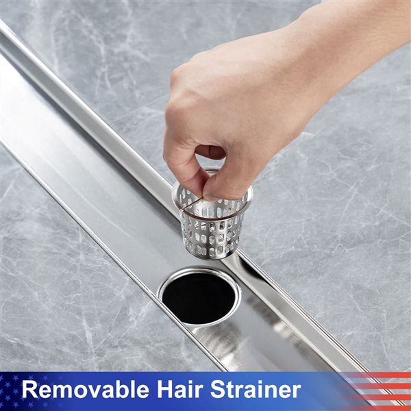 RAINLEX 32-in W Linear Grid Stainless Steel Shower Drain w/ Parallel Slots - Brushed Nickel