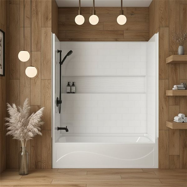 Vanity Art 60 x 32-in White Soaking Alcove Bathtub with Left Drain