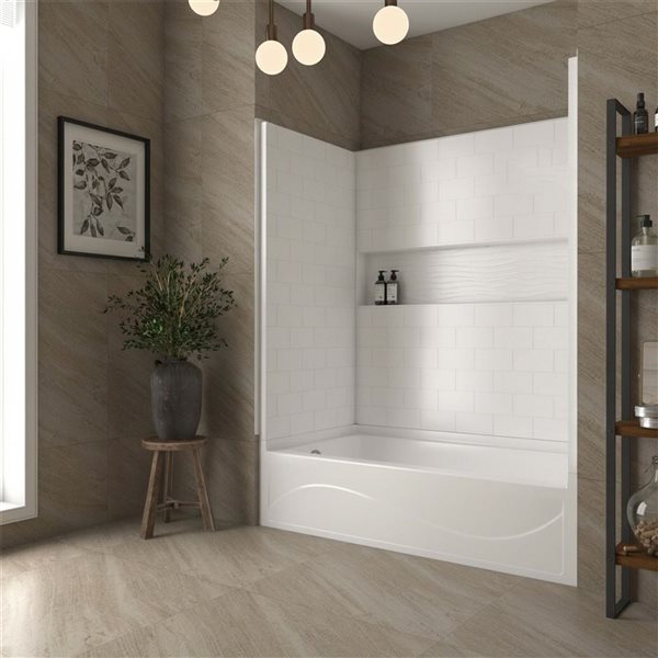 Vanity Art 60 x 32-in White Soaking Alcove Bathtub with Left Drain