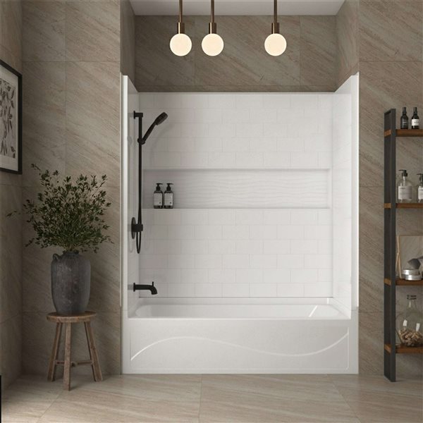 Vanity Art 60 x 32-in White Soaking Alcove Bathtub with Left Drain