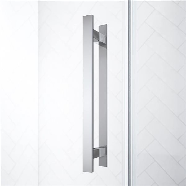OVE Decors Panama 36 x 32 x 74 3/4-in Chrome Alcove Frameless Pivot Hinge Shower Door Kit with Base Pan