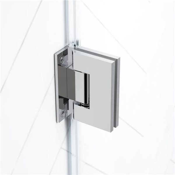 OVE Decors Panama 36 x 32 x 74 3/4-in Chrome Alcove Frameless Pivot Hinge Shower Door Kit with Base Pan