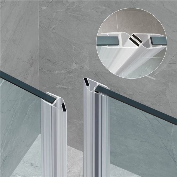OVE Decors Panama 36 x 32 x 74 3/4-in Chrome Alcove Frameless Pivot Hinge Shower Door Kit with Base Pan