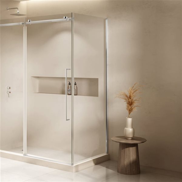 OVE Decors Selby 36 x 74-in Chrome Frameless Clear Glass Shower Side Panel