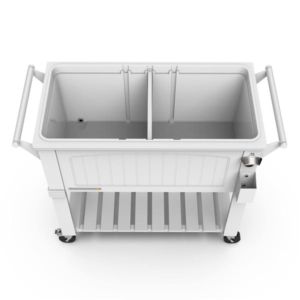 Permasteel 80QT White Furniture Style Patio Cooler with Divider
