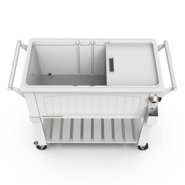 Permasteel 80QT White Furniture Style Patio Cooler with Divider