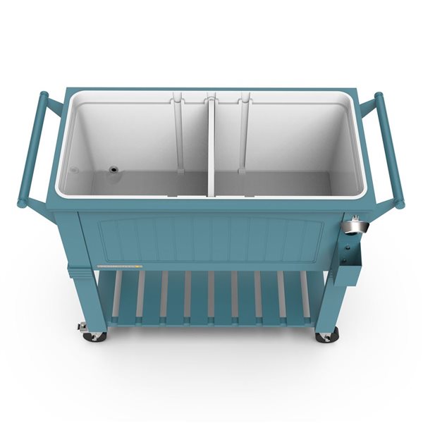 Permasteel 80QT Teal Furniture Style Patio Cooler with Divider