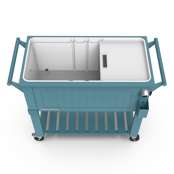 Permasteel 80QT Teal Furniture Style Patio Cooler with Divider