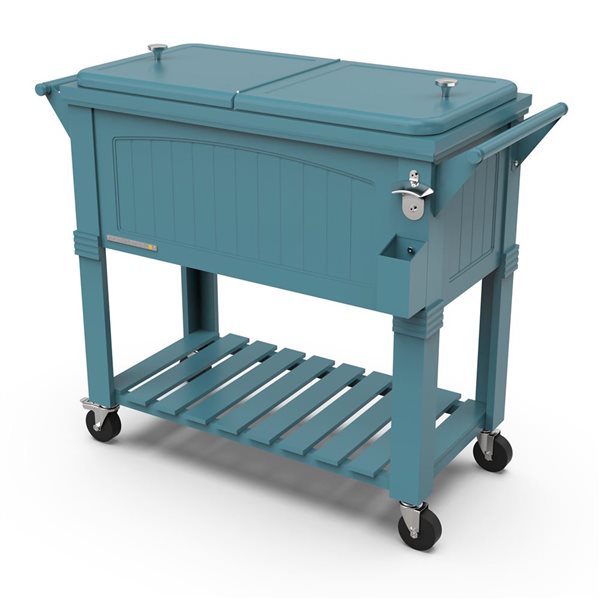Permasteel 80QT Teal Furniture Style Patio Cooler with Divider