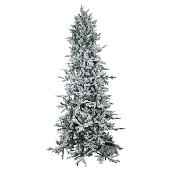 Sunnydaze Decor 8‑ft Slim and Stately Flocked Artificial Christmas Tree