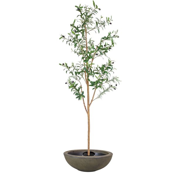 Sunnydaze Decor 6‑ft Indoor Artificial Olive Tree with Silk Leaves and Planter