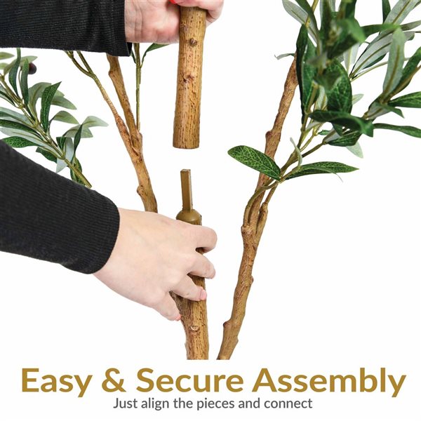 Sunnydaze Decor 6‑ft Indoor Artificial Olive Tree with Silk Leaves and Planter