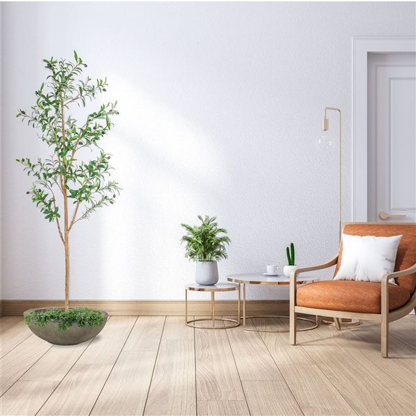 Sunnydaze Decor 6‑ft Indoor Artificial Olive Tree with Silk Leaves and Planter