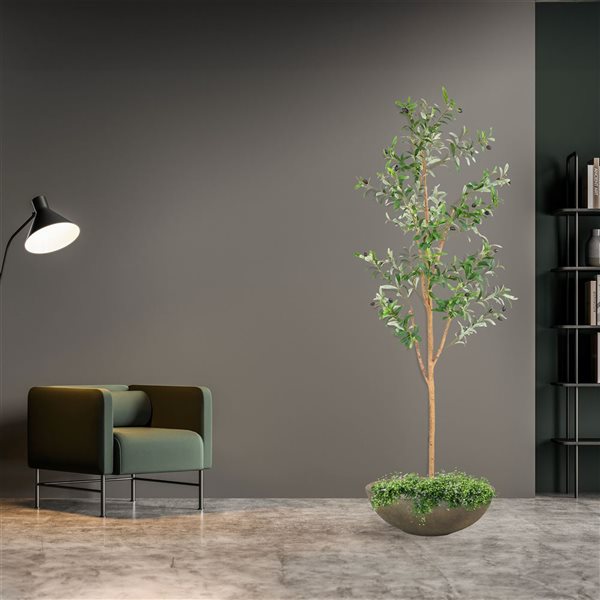 Sunnydaze Decor 6‑ft Indoor Artificial Olive Tree with Silk Leaves and Planter