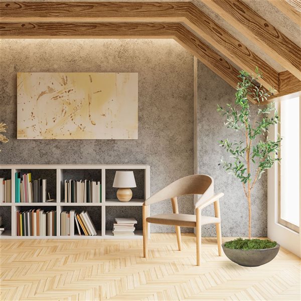 Sunnydaze Decor 6‑ft Indoor Artificial Olive Tree with Silk Leaves and Planter