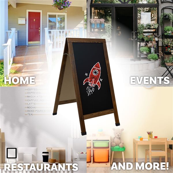 Sunnydaze Decor Rustic Brown A‑Frame Double Magnetic Chalkboard, 2‑Pack