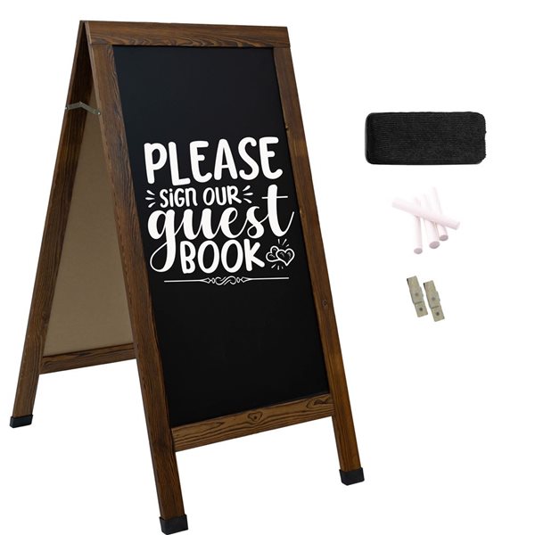 Sunnydaze Decor Rustic Brown A‑Frame Double Magnetic Chalkboard, 2‑Pack