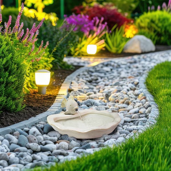 Sunnydaze Decor White Glazed Ceramic Fish Outdoor Water Fountain