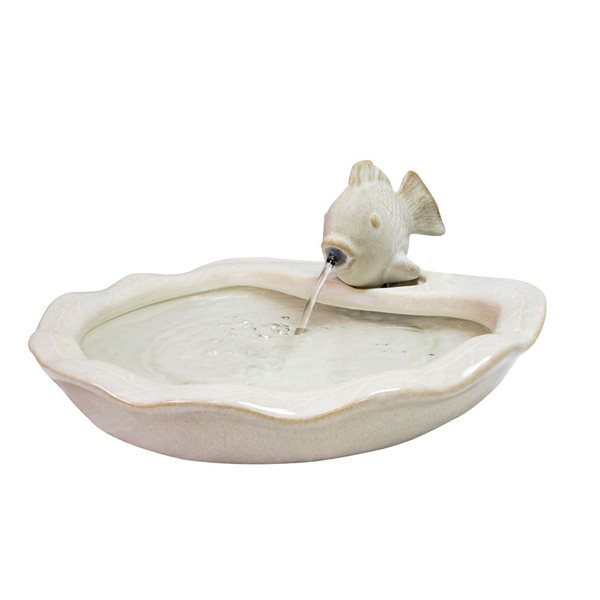 Sunnydaze Decor White Glazed Ceramic Fish Outdoor Water Fountain