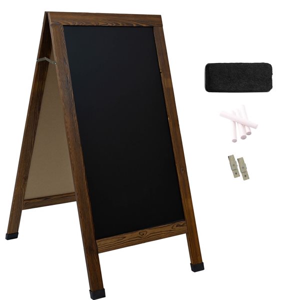 Sunnydaze Decor 57 x 27‑in Rustic Brown Chalkboard with Chalk and Eraser