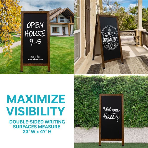 Sunnydaze Decor 57 x 27‑in Rustic Brown Chalkboard with Chalk and Eraser