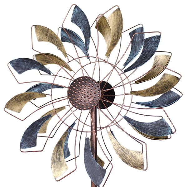 Sunnydaze Decor 84.5‑in Metallic Pinwheel Powder‑Coated Iron Wind Spinner