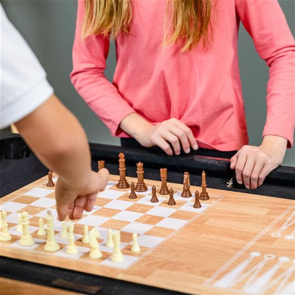 Sunnydaze Decor 49.5‑in Light Wood 10‑in‑1 Game Table with Billiards/Foosball