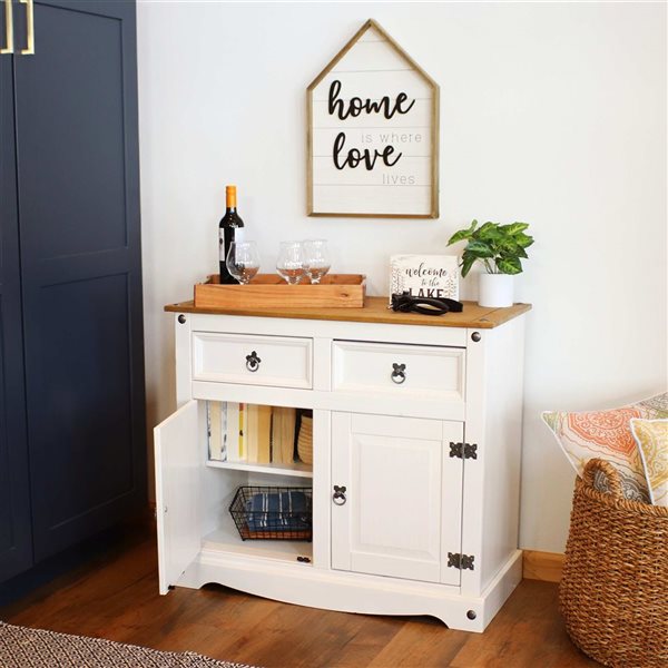 Sunnydaze Decor 31.5‑in Solid Pine Console Table with Drawer