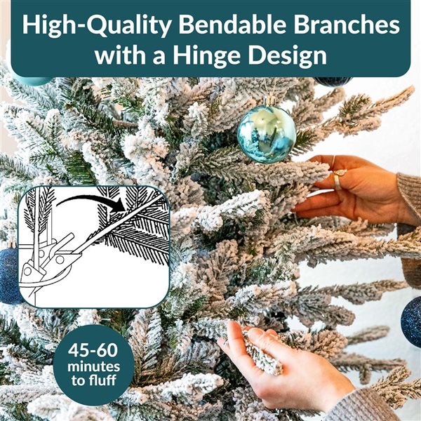 Sunnydaze Decor 6‑ft Slim and Stately Flocked Artificial Christmas Tree