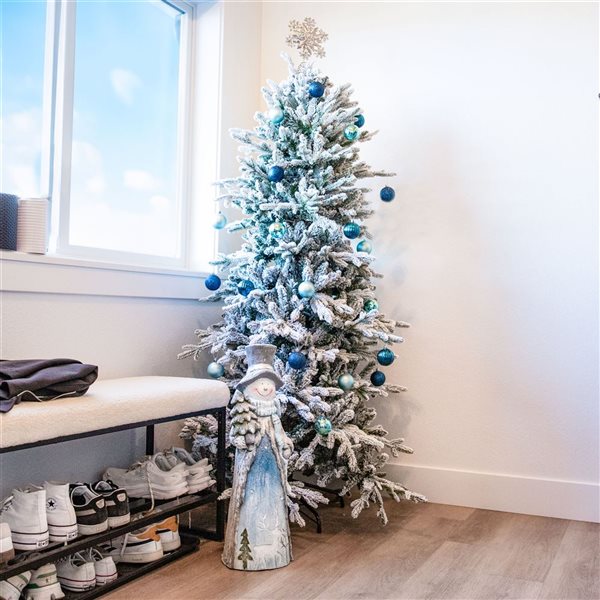 Sunnydaze Decor 6‑ft Slim and Stately Flocked Artificial Christmas Tree