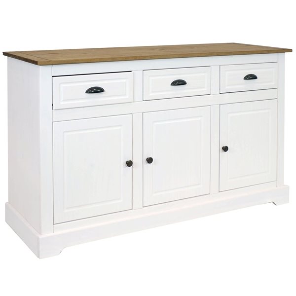 Sunnydaze Decor 32‑in White Solid Pine Sideboard with 3 Drawers and 3 Doors