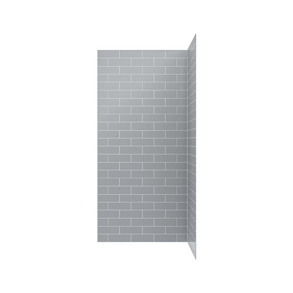 Streamline 36-in L x 36-in W x 76-in H 2-Piece Glue-Up Corner Shower Surround - Grey Tile Finish