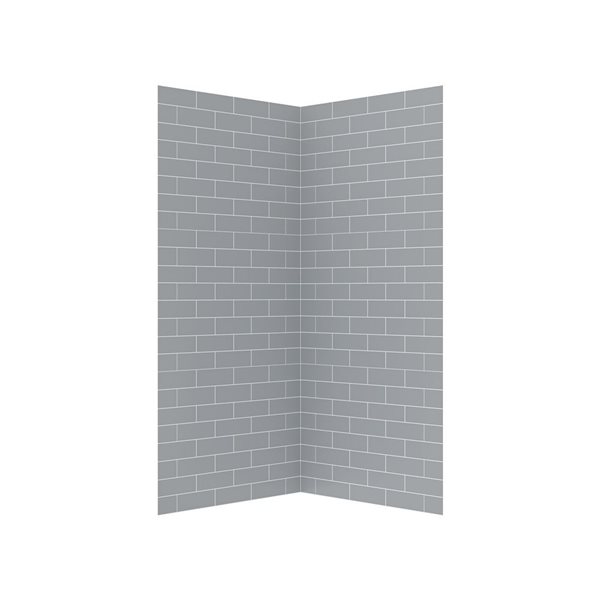Streamline 36-in L x 36-in W x 76-in H 2-Piece Glue-Up Corner Shower Surround - Grey Tile Finish