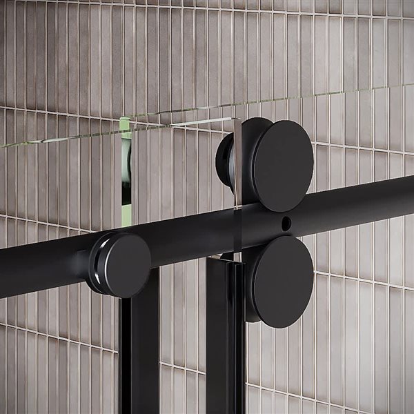 Streamline Vitravo 48 x 76-in Clear CrystalTech Glass Semi-Frameless Sliding Shower Door - Matte Black