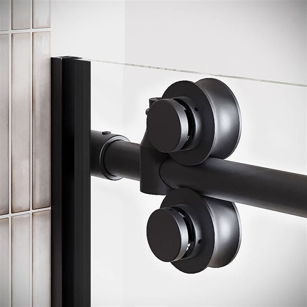 Streamline Vitravo 48 x 76-in Clear CrystalTech Glass Semi-Frameless Sliding Shower Door - Matte Black