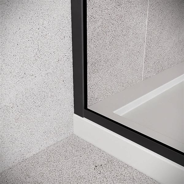 Streamline Coscile 36 x 76-in Clear CrystalTech Glass Framed Fixed Panel - Matte Black