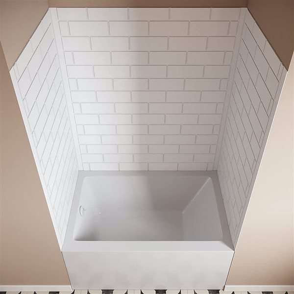 Streamline 32 x 48 x 55-in H 3-Piece Glue-Up Alcove Bathtub Surround - White Tile Finish