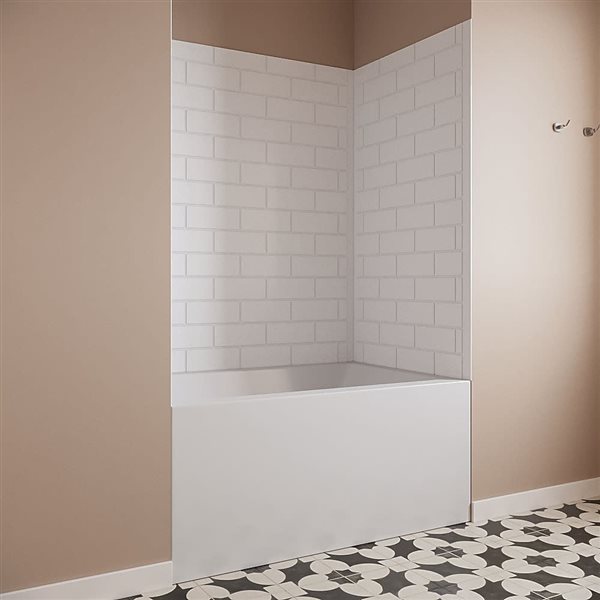 Streamline 32 x 48 x 55-in H 3-Piece Glue-Up Alcove Bathtub Surround - White Tile Finish