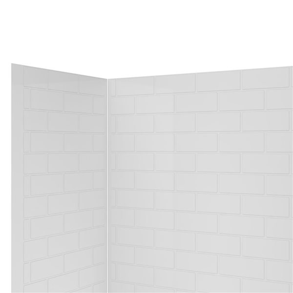 Streamline 32 x 48 x 55-in H 3-Piece Glue-Up Alcove Bathtub Surround - White Tile Finish