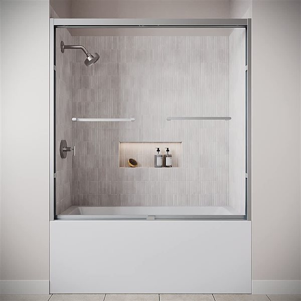 Streamline Sillaro 60 x 60-in Framed Sliding Bathtub Door w/ CrystalTech Tempered Glass - Polished Chrome