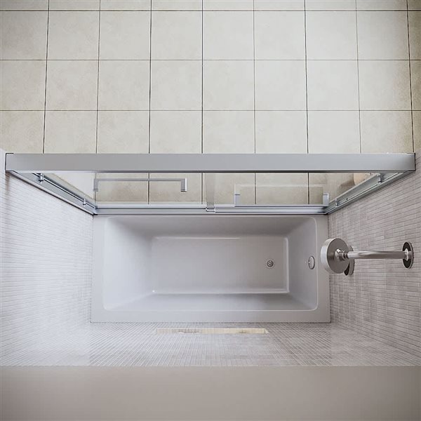 Streamline Sillaro 60 x 60-in Framed Sliding Bathtub Door w/ CrystalTech Tempered Glass - Polished Chrome