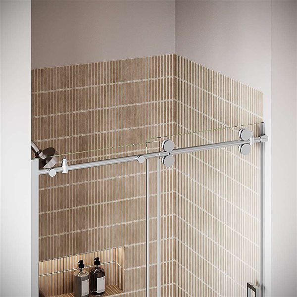 Streamline Biscubio 48 x 76-in Clear CrystalTech Glass Semi-Frameless Sliding Shower Door - Polished Chrome