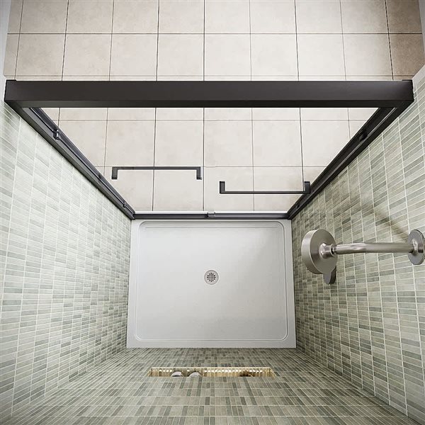 Streamline Albegna 48 x 76-in Clear CrystalTech Glass Framed Sliding Shower Door - Matte Black