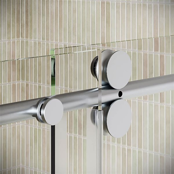 Streamline Lato 60 x 76-in Clear CrystalTech Glass Semi-Frameless Sliding Shower Door - Polished Chrome