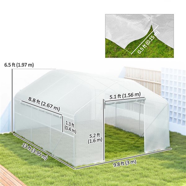 Outsunny White Tunnel Greenhouse with PE Cover